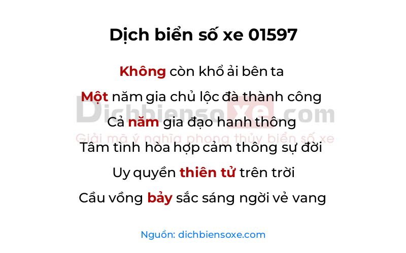 Dịch thơ biển số 01597
