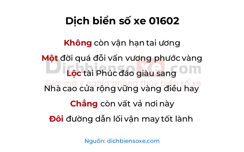 Dịch thơ biển số 01602