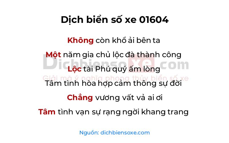 Dịch thơ biển số 01604