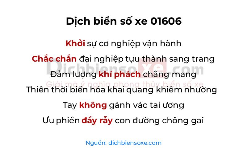 Dịch thơ biển số 01606