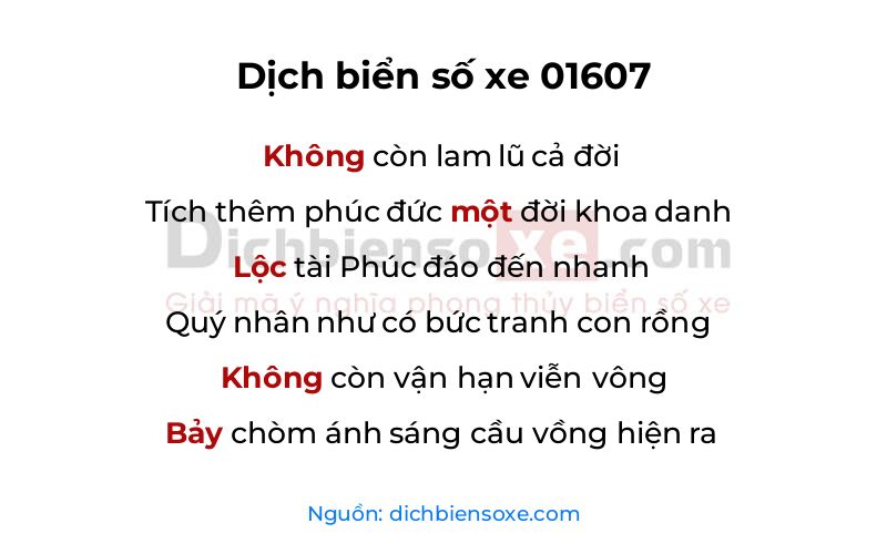 Dịch thơ biển số 01607
