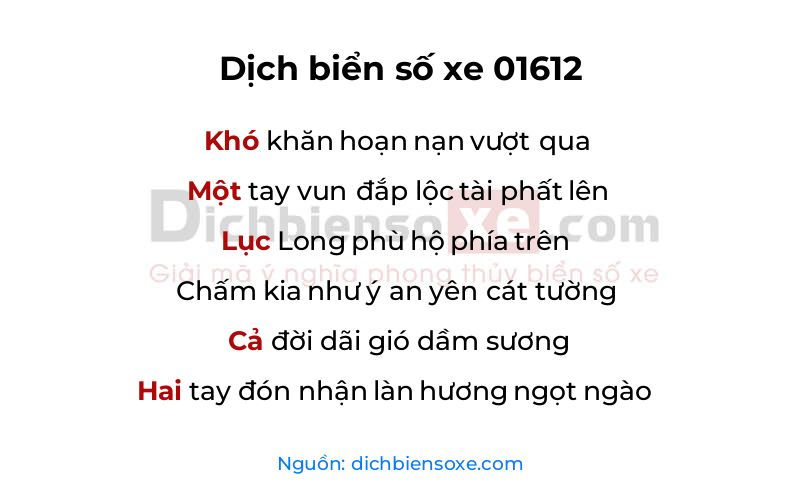 Dịch thơ biển số 01612