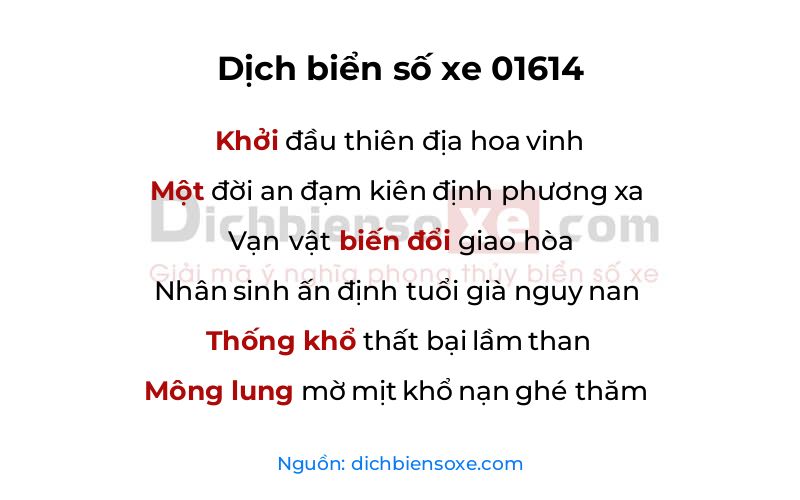 Dịch thơ biển số 01614