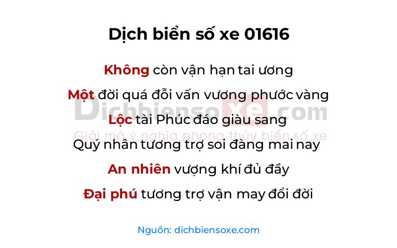 Dịch thơ biển số 01616