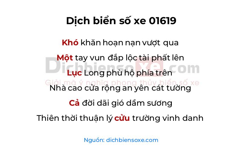 Dịch thơ biển số 01619