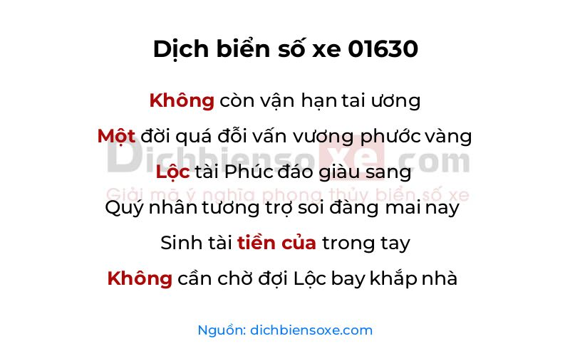 Dịch thơ biển số 01630