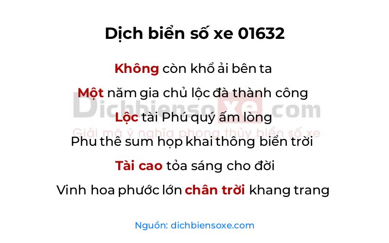 Dịch thơ biển số 01632