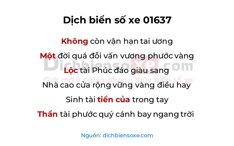 Dịch thơ biển số 01637