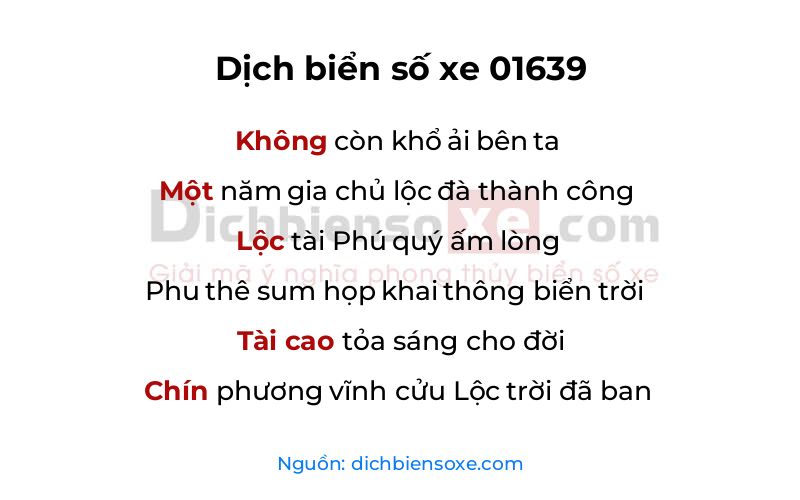 Dịch thơ biển số 01639