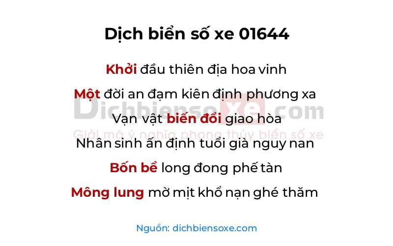 Dịch thơ biển số 01644