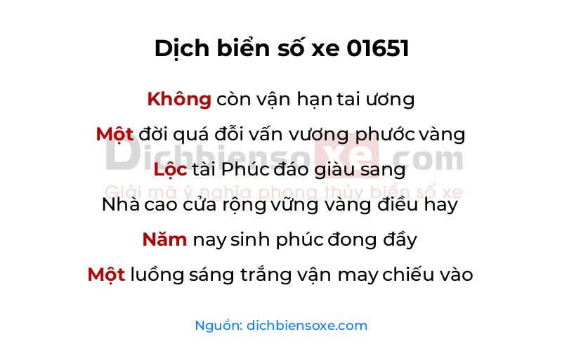 Dịch thơ biển số 01651