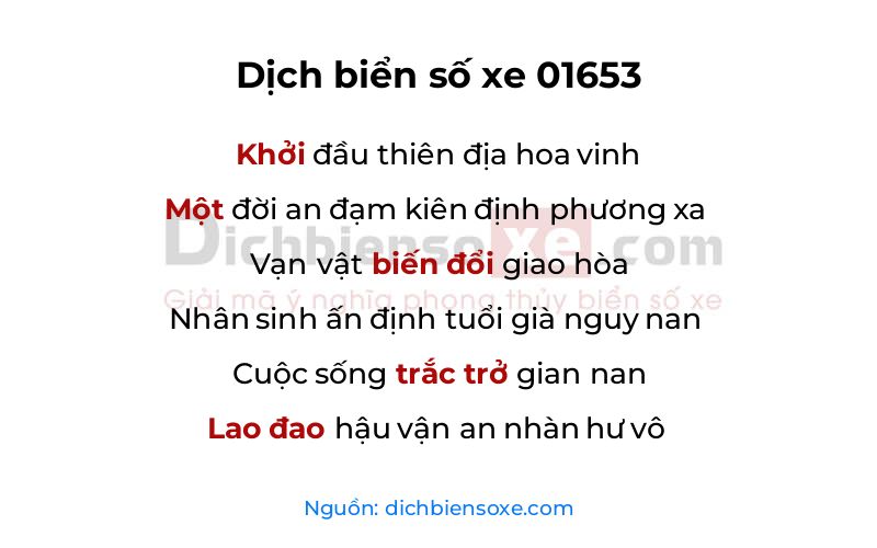 Dịch thơ biển số 01653