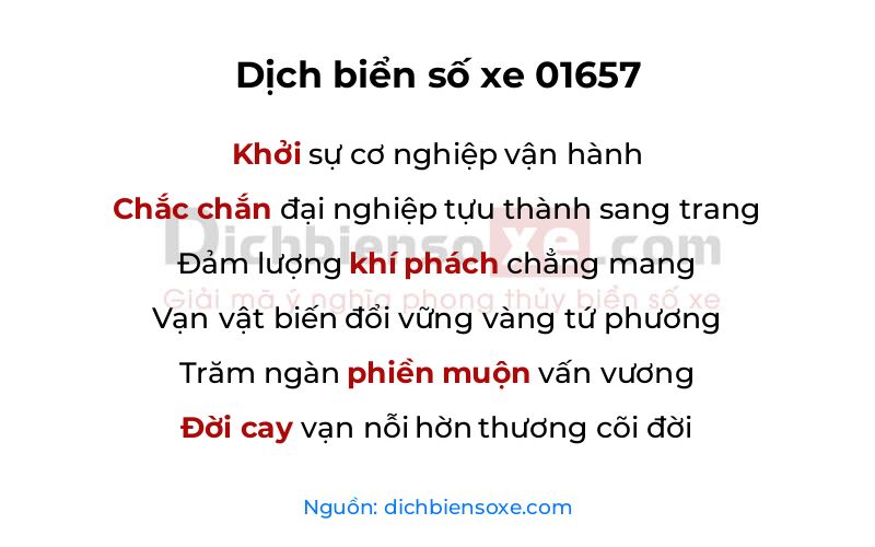 Dịch thơ biển số 01657