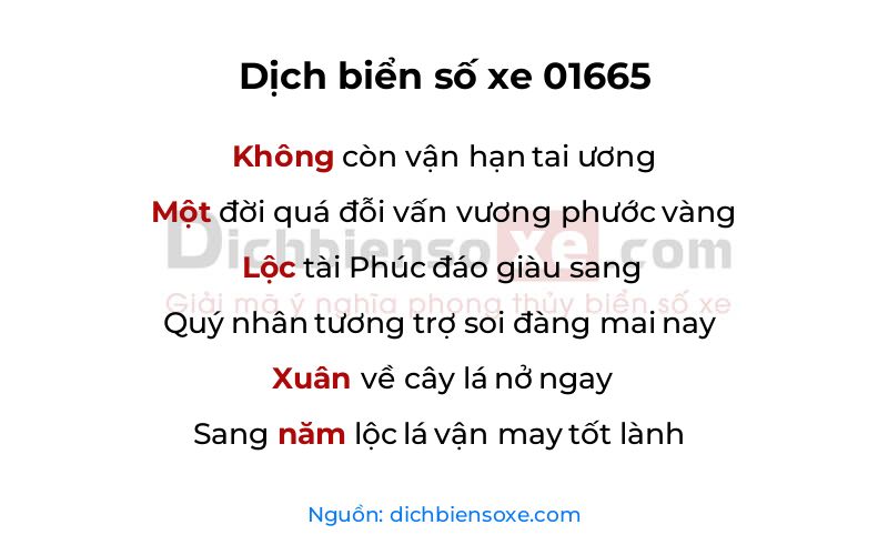 Dịch thơ biển số 01665