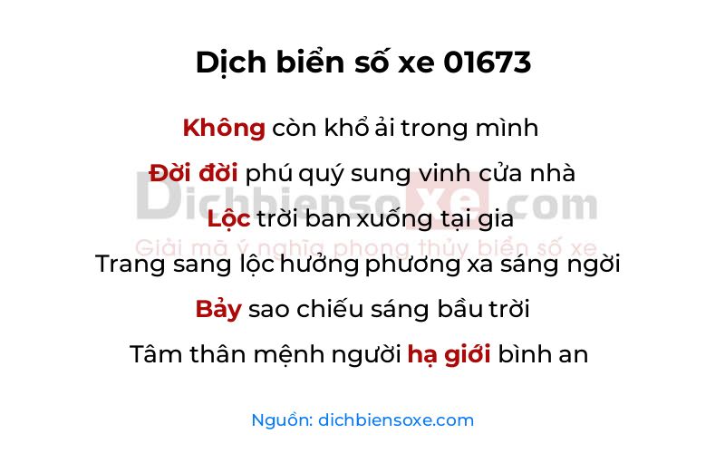 Dịch thơ biển số 01673