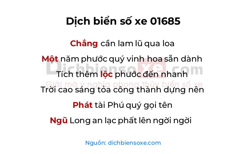 Dịch thơ biển số 01685