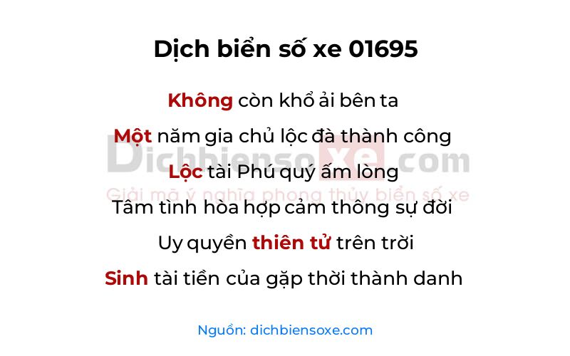 Dịch thơ biển số 01695