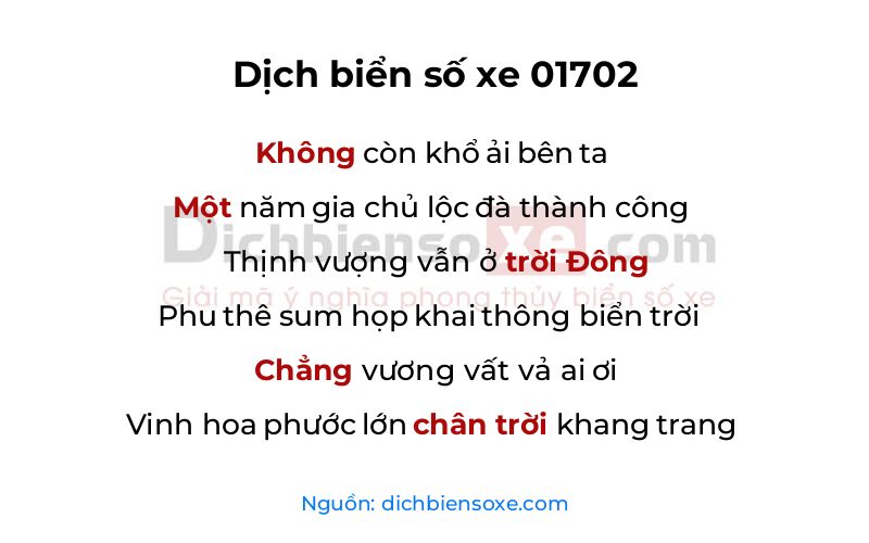 Dịch thơ biển số 01702