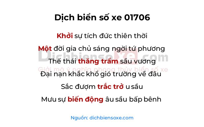 Dịch thơ biển số 01706