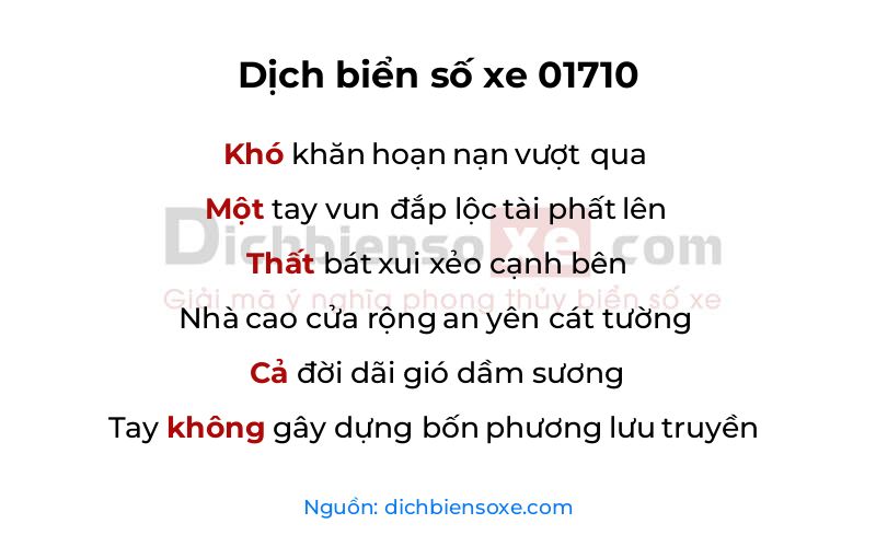 Dịch thơ biển số 01710