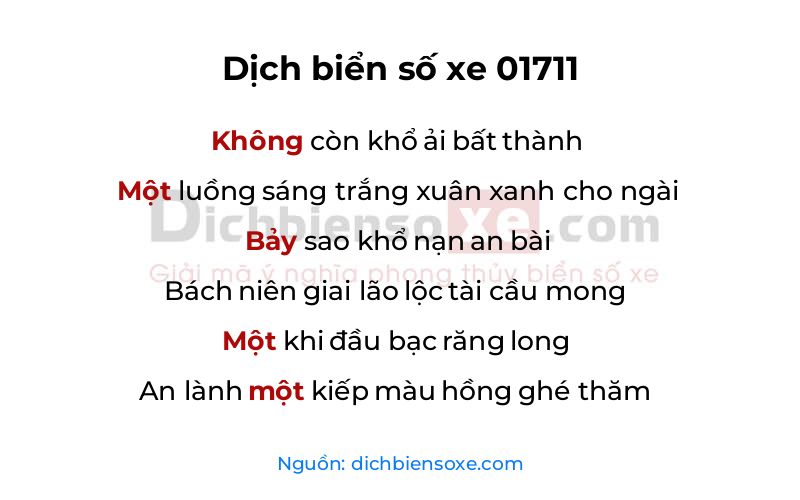 Dịch thơ biển số 01711