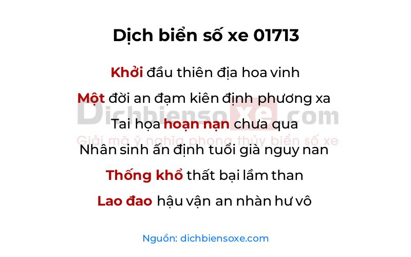 Dịch thơ biển số 01713