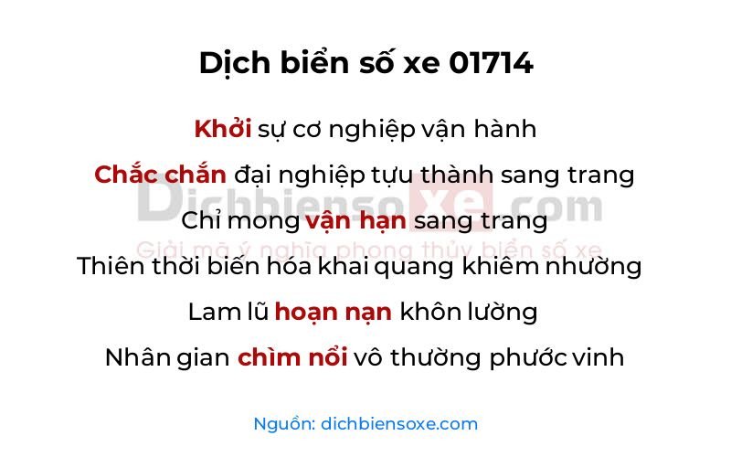 Dịch thơ biển số 01714