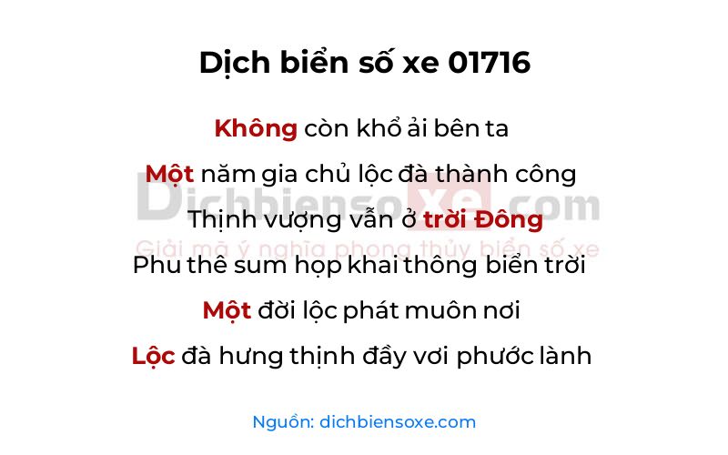 Dịch thơ biển số 01716