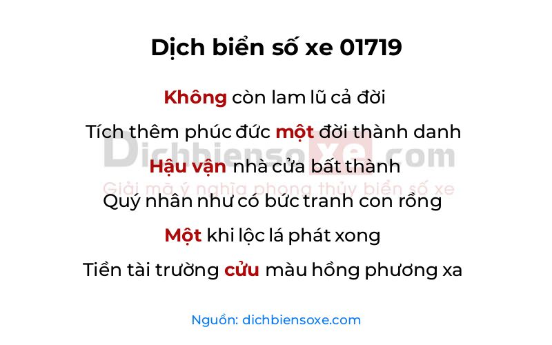 Dịch thơ biển số 01719