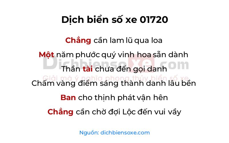 Dịch thơ biển số 01720