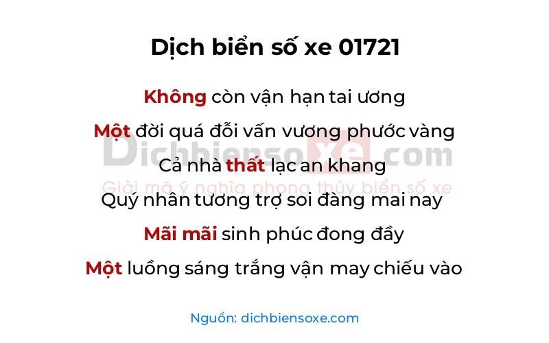 Dịch thơ biển số 01721