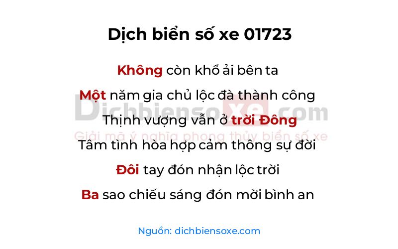 Dịch thơ biển số 01723