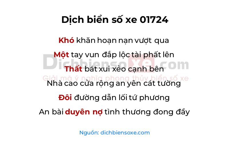 Dịch thơ biển số 01724