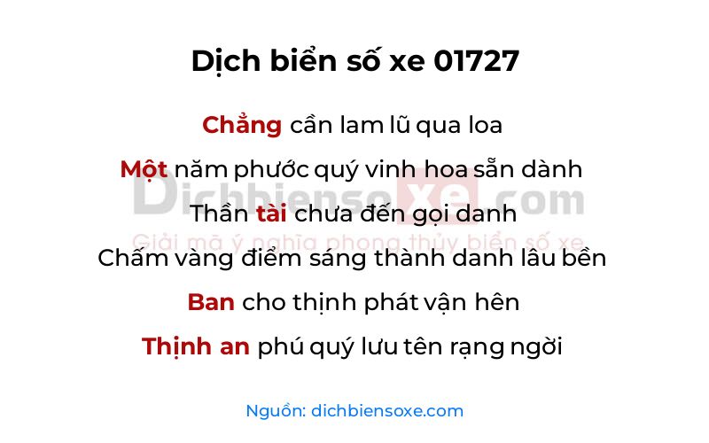 Dịch thơ biển số 01727