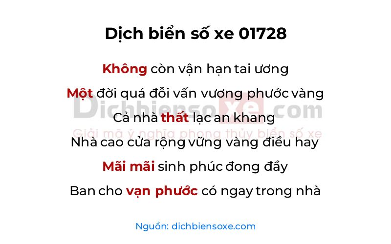 Dịch thơ biển số 01728
