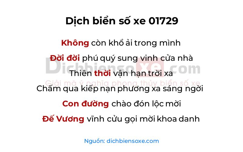 Dịch thơ biển số 01729
