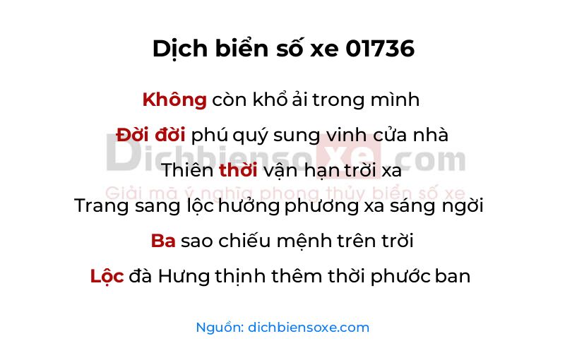 Dịch thơ biển số 01736