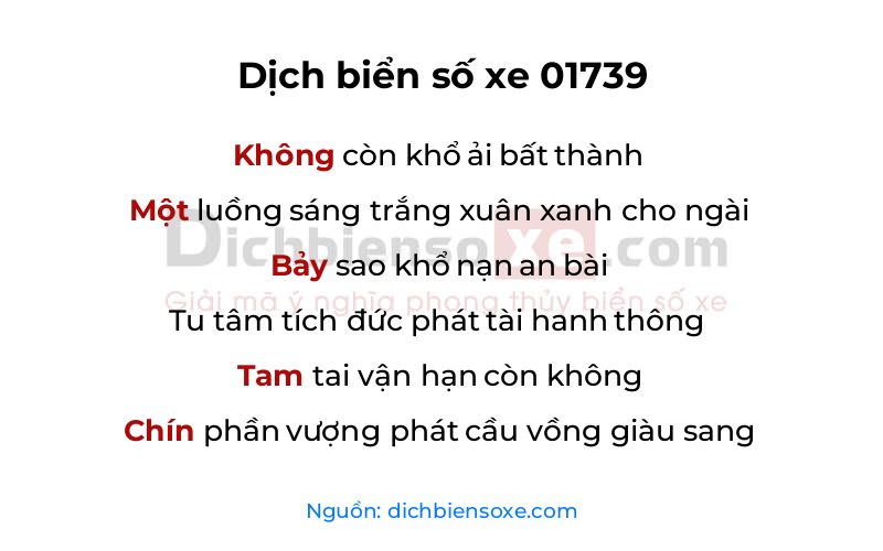 Dịch thơ biển số 01739