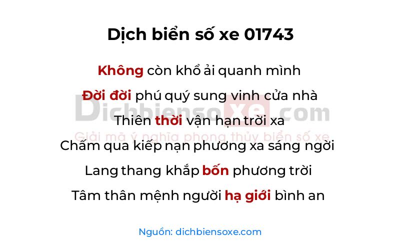 Dịch thơ biển số 01743