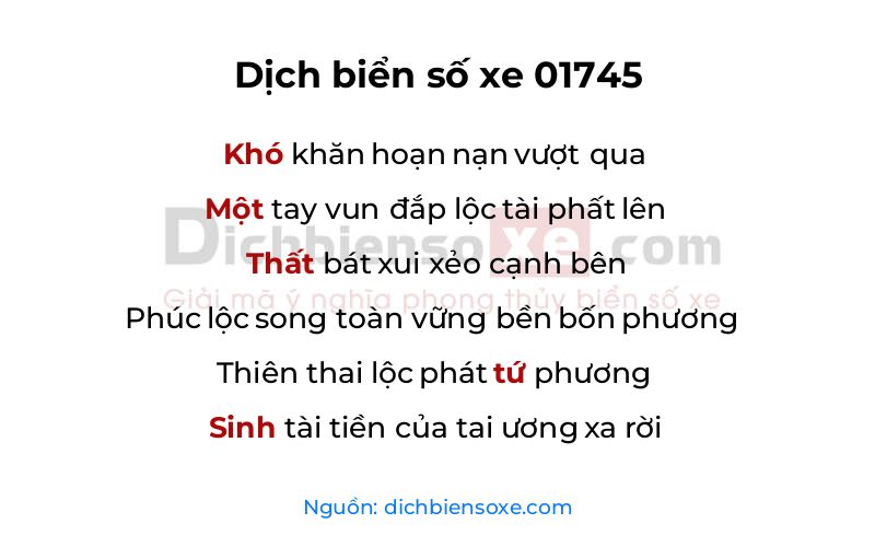 Dịch thơ biển số 01745