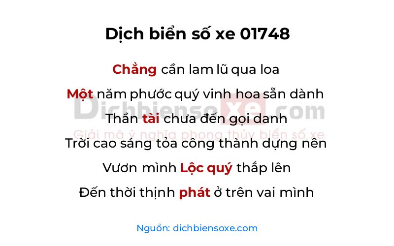 Dịch thơ biển số 01748