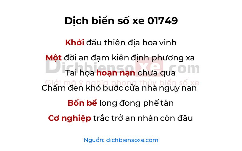Dịch thơ biển số 01749