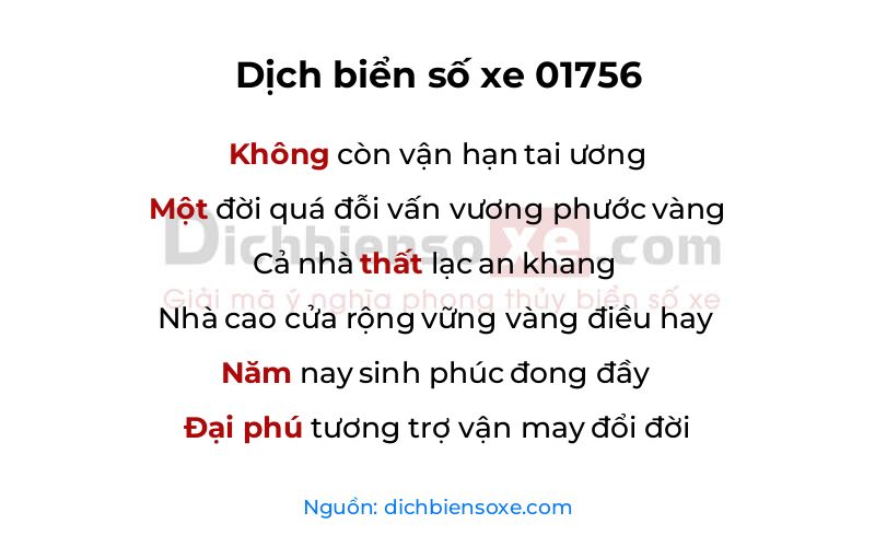 Dịch thơ biển số 01756