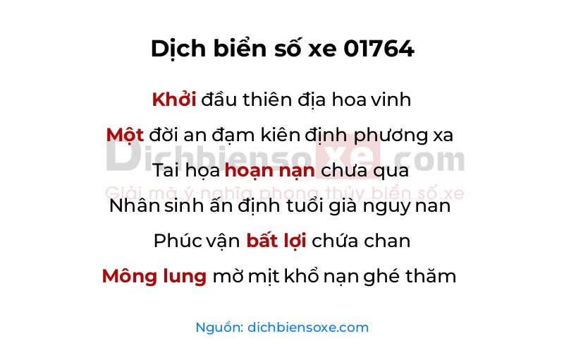 Dịch thơ biển số 01764
