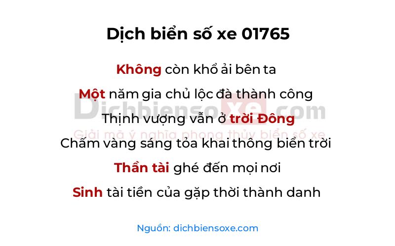Dịch thơ biển số 01765