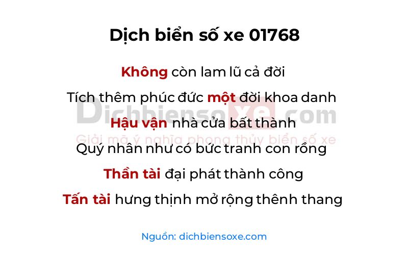 Dịch thơ biển số 01768