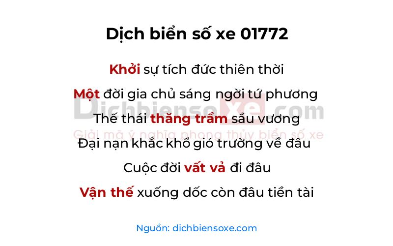 Dịch thơ biển số 01772