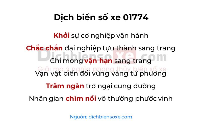 Dịch thơ biển số 01774