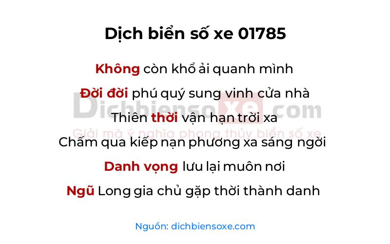 Dịch thơ biển số 01785