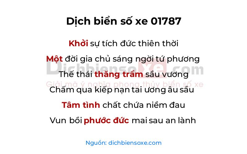 Dịch thơ biển số 01787